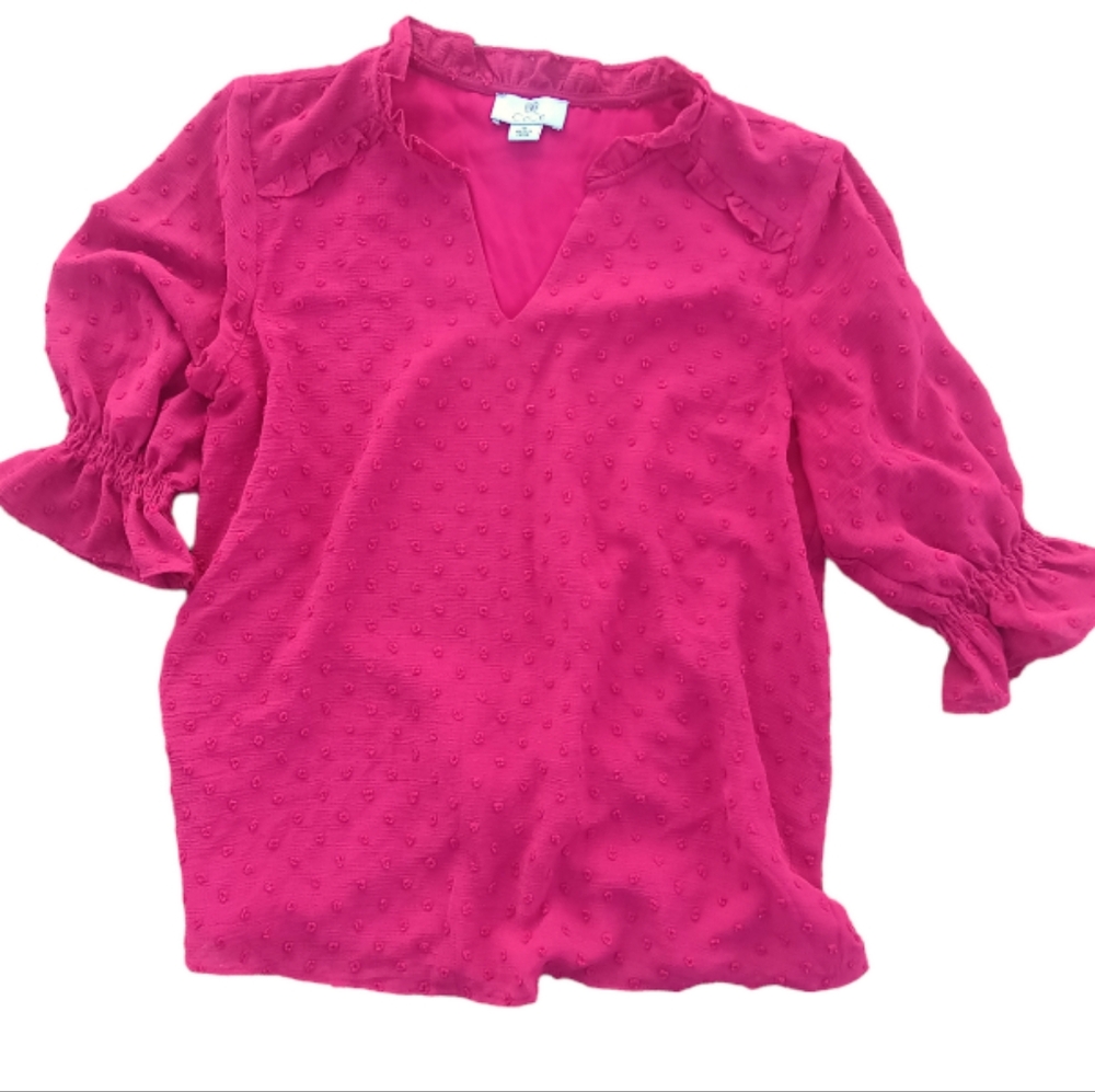 CECE's 'Pretty in Pink🌺' V-NECK FRONT TOP IN PLUMERIA